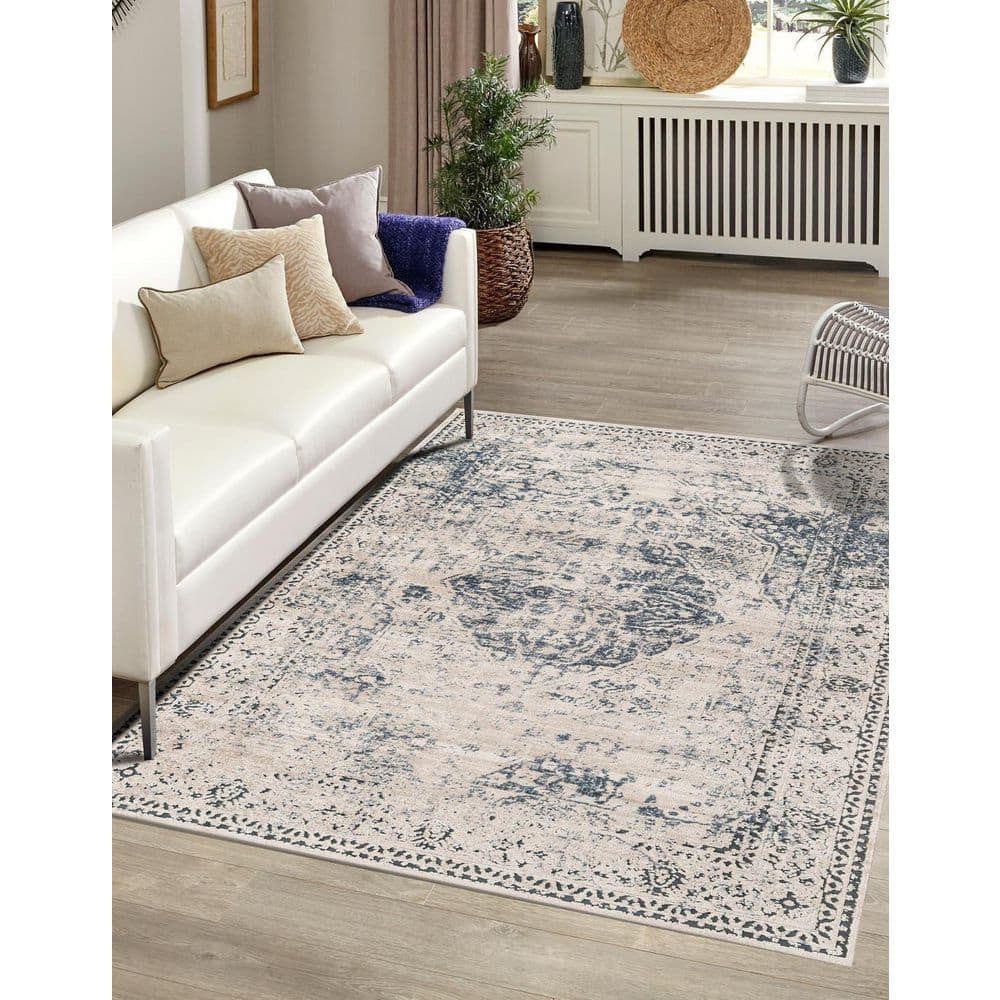 Reversible Easy-Care Blue Spot 9' x 12' Area Rug