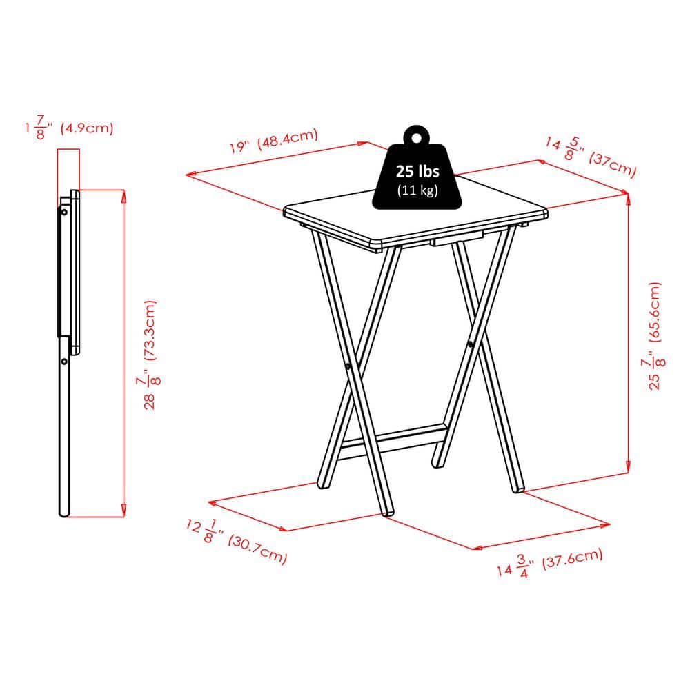 Winsome Alex Transitional 5-Piece Rectangular Snack Table Set in Black