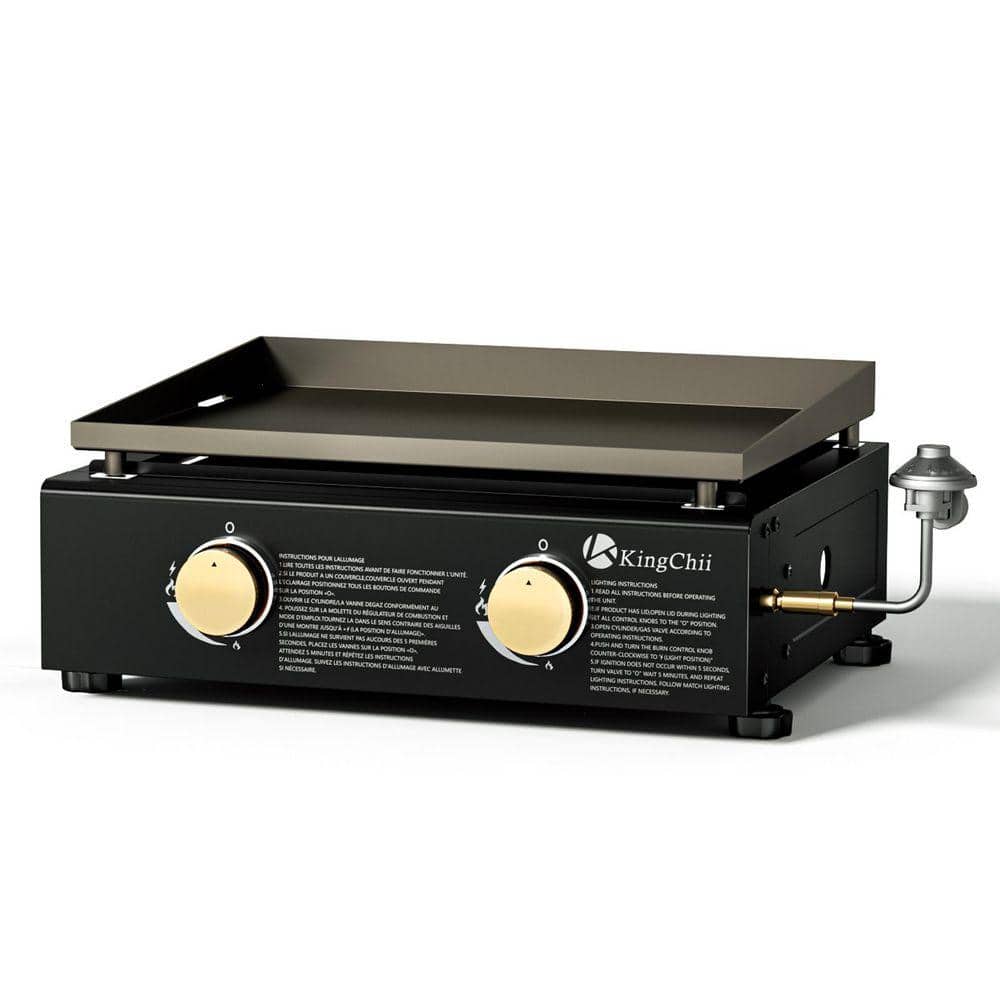 Portable 2-Burner 19" Propane Table Top Gas Griddle, Outdoor Grill in Black for Camping, Tailgating, BBQ, Backyar, Patio