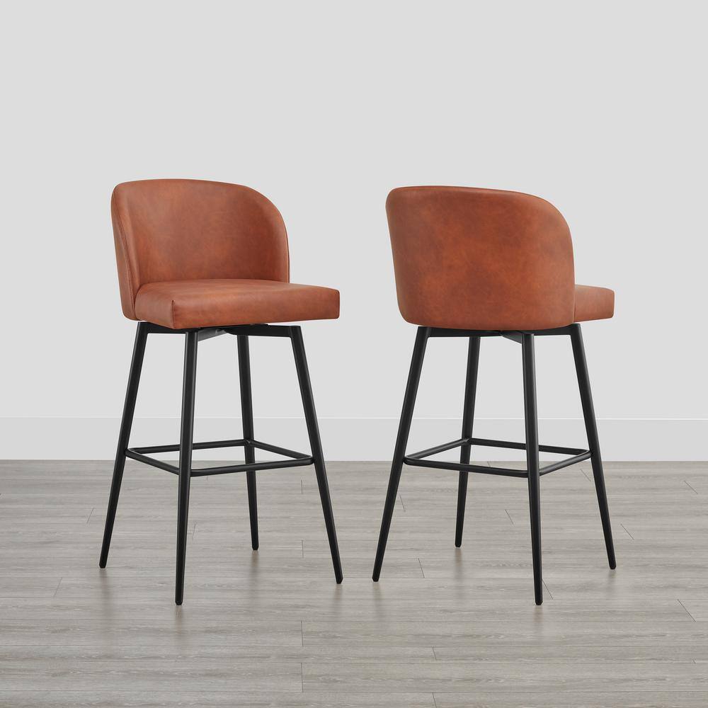 Spruce & Spring Cynthia 30 in. Reddish Brown High Back Metal Swivel Bar