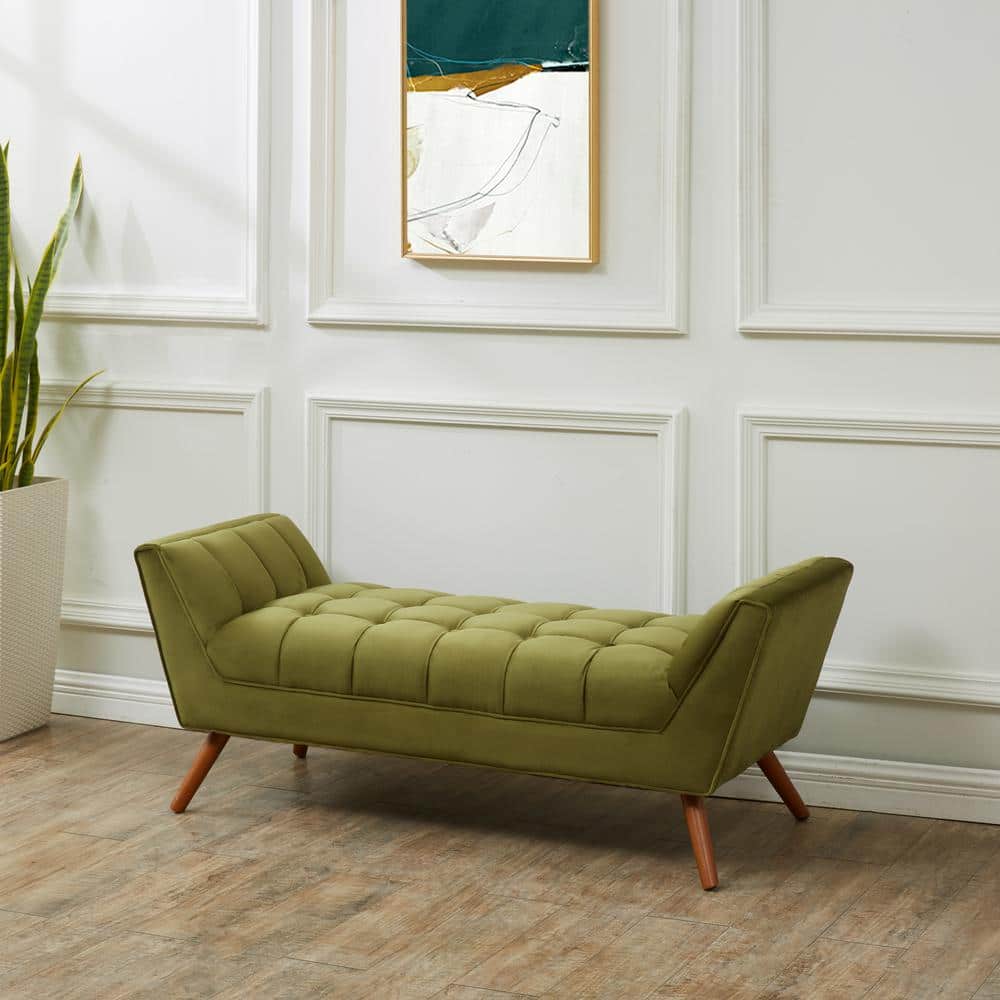 SAFAVIEH Damian Olive Green/Dark Brown Entryway Bench 53.2 in. SFV4755E ...