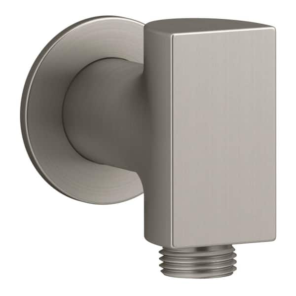 KOHLER Exhale 1/2 in. Metal 90-Degree NPT Wall-Mount Supply Elbow in Vibrant Brushed Nickel