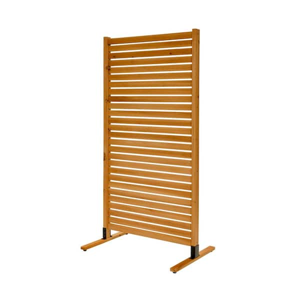 Enclo Privacy Screens Tiaga 6 ft. H x 3 ft. W Freestanding or Surface Mounted Slatted Premium Wood Privacy Screen, Flat Top Style (1-Panel)