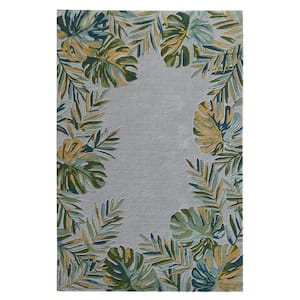Kai Light Blue 3 ft. x 5 ft. Tropical and Transitional Hand-Tufted Wool Area Rug