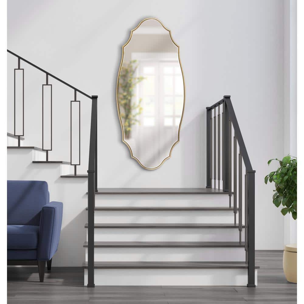 Leanna Gold Leaf Scalloped Oval Wall Mirror 20x42