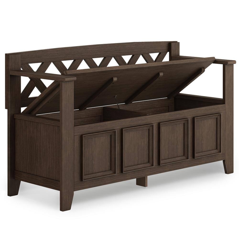 Amherst Farmhouse Brown Solid Wood Entryway Storage Bench