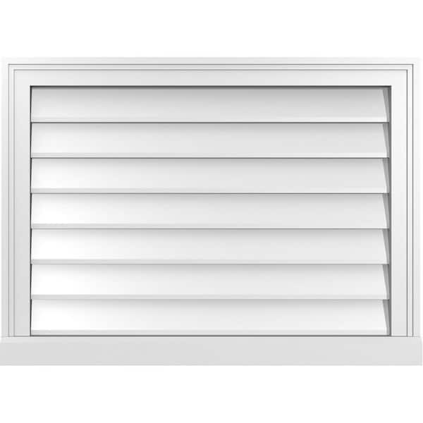 Ekena Millwork 30 in. x 22 in. Vertical Surface Mount PVC Gable Vent: Decorative with Brickmould Sill Frame