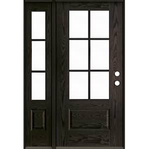 Farmhouse 50 in. x 80 in. 6-Lite Left-Hand/Inswing Clear Glass Baby Grand Stain Fiberglass Prehung Front Door