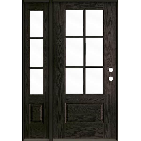 Farmhouse 50 in. x 79 in. 6-Lite Left-Hand/Inswing Clear Glass Baby Grand Stain Fiberglass Prehung Front Door