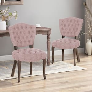 Crosswing Light Blush and Brown Wash Tufted Dining Chair (Set of 2)