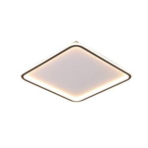 20 in. 1-Light White Modern Square Dimmable Selectable LED Flush Mount Ceiling Light with Remote