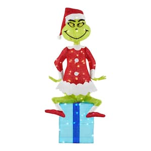 5 ft 3D Holiday Grinch Lighted Tinsel Yard Sculpture