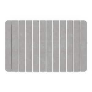 34 in. x 21 in. Quick Dry Large Slatted Gray Rectangle Diatomite Bathmat