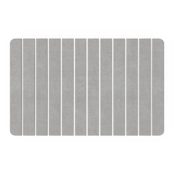 34 in. x 21 in. Quick Dry Large Slatted Gray Rectangle Diatomite Bathmat