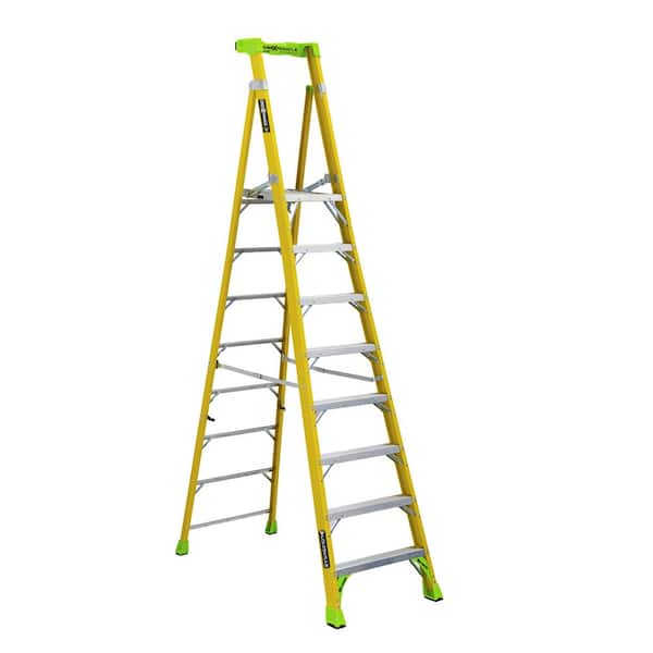 Louisville Ladder Cross Pinnacle 8 ft. Fiberglass Leaning Platform Step Ladder, 14.17 ft. Reach, 375 lbs. Load Capacity, IAA