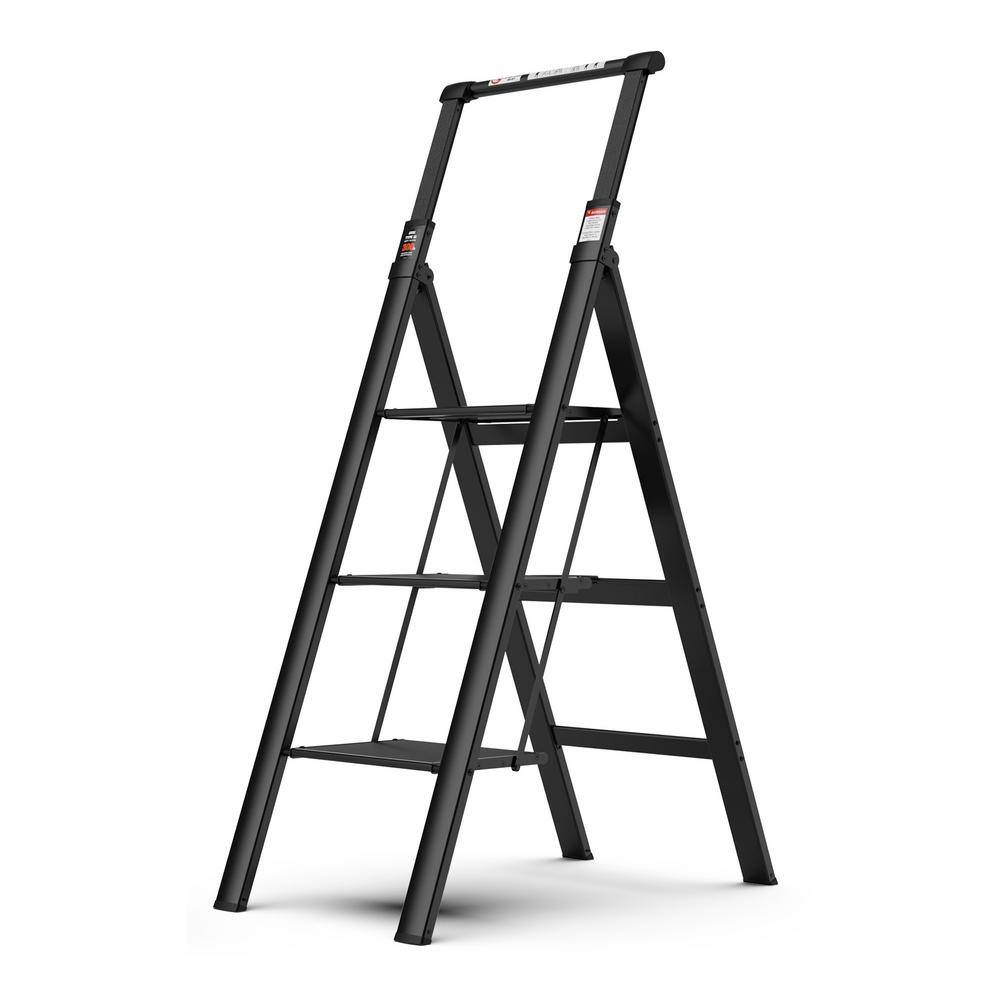 4 ft. 3Step Aluminium Retractable Handgrip Folding Step Stool Ladder