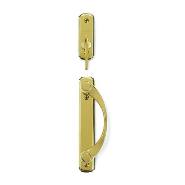 Newbury 2-Panel Gliding Patio Door Hardware Set in Bright Brass