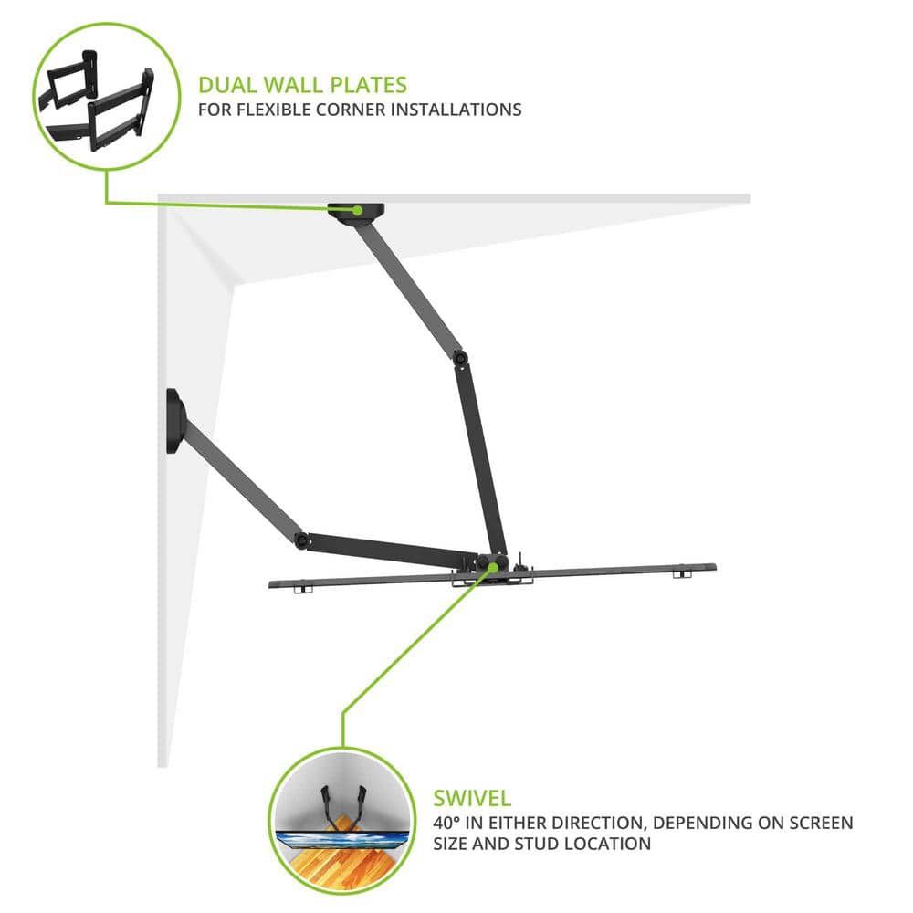 FlexiMount Black Steel Full-Motion Corner TV Mount for 37"-70"
