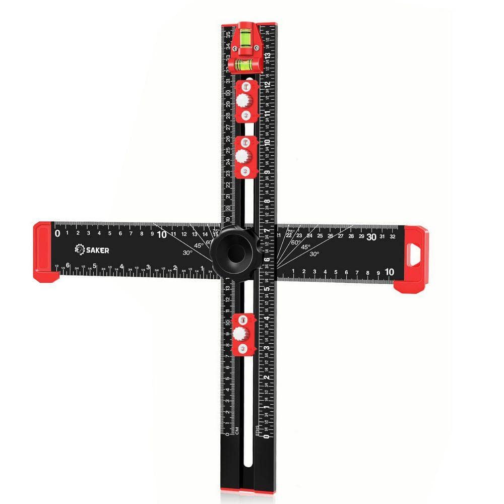 Angel Sar 4-in-1 Drilling Positioning Ruler, Adjustable 13.78 in ...