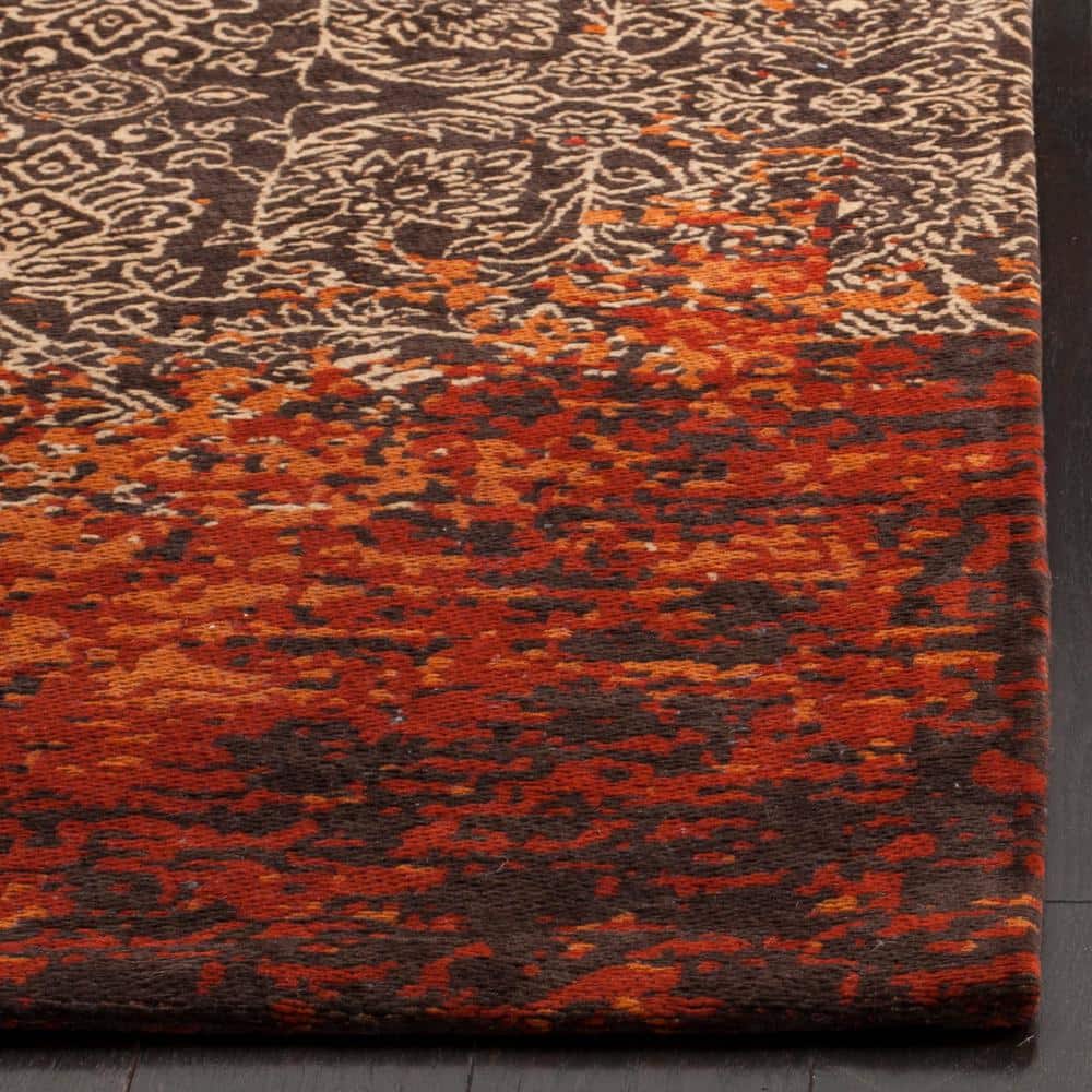 Rust and Brown Flat Woven Rectangular Area Rug