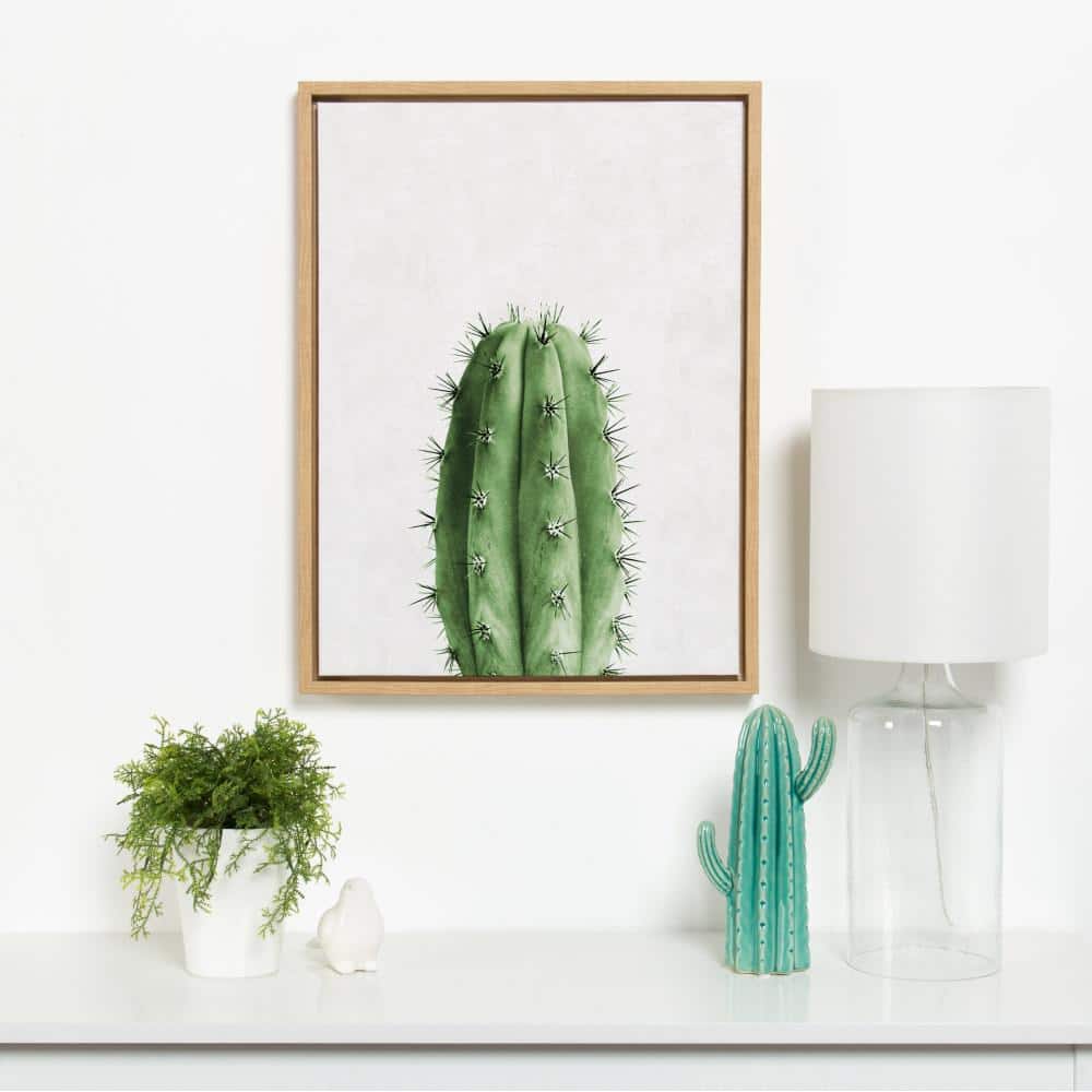 Natural Wood Framed Cactus Canvas Print, 18" x 24"