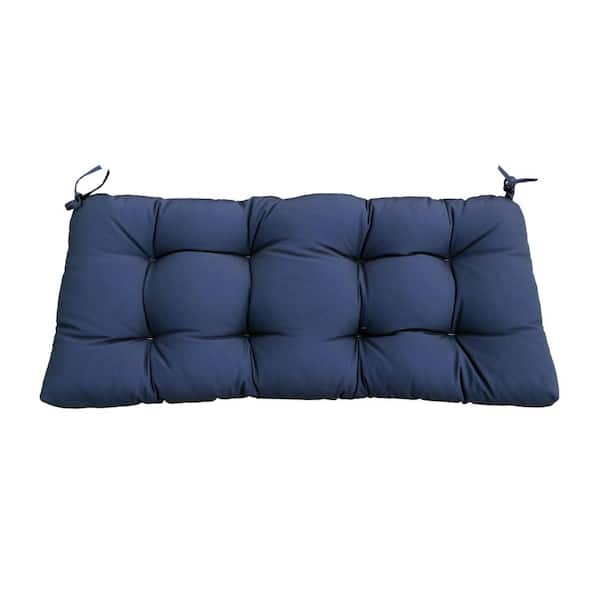 47 in Navy Blue Outdoor Bench Cushions with Tie-Down Straps