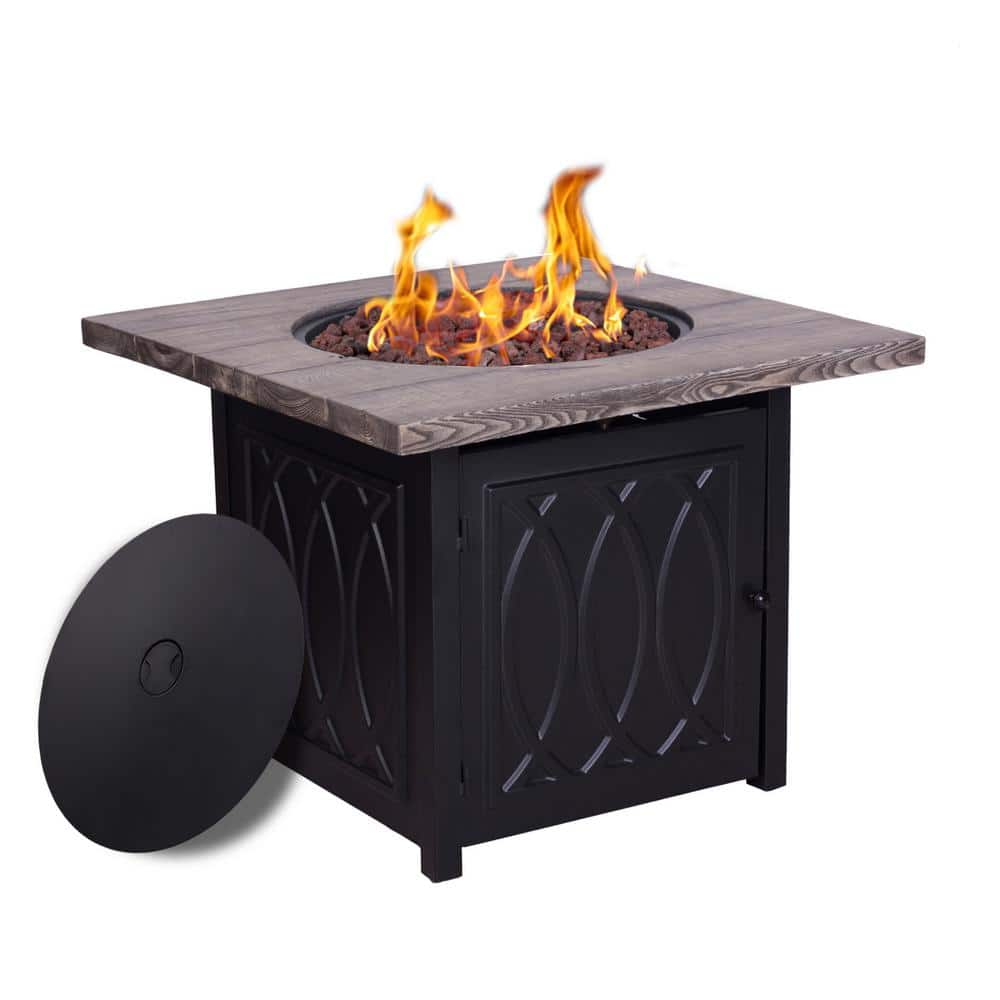 Daheat Sonama Faux Woodgrain Table Top and Steel Base Propane Outdoor ...