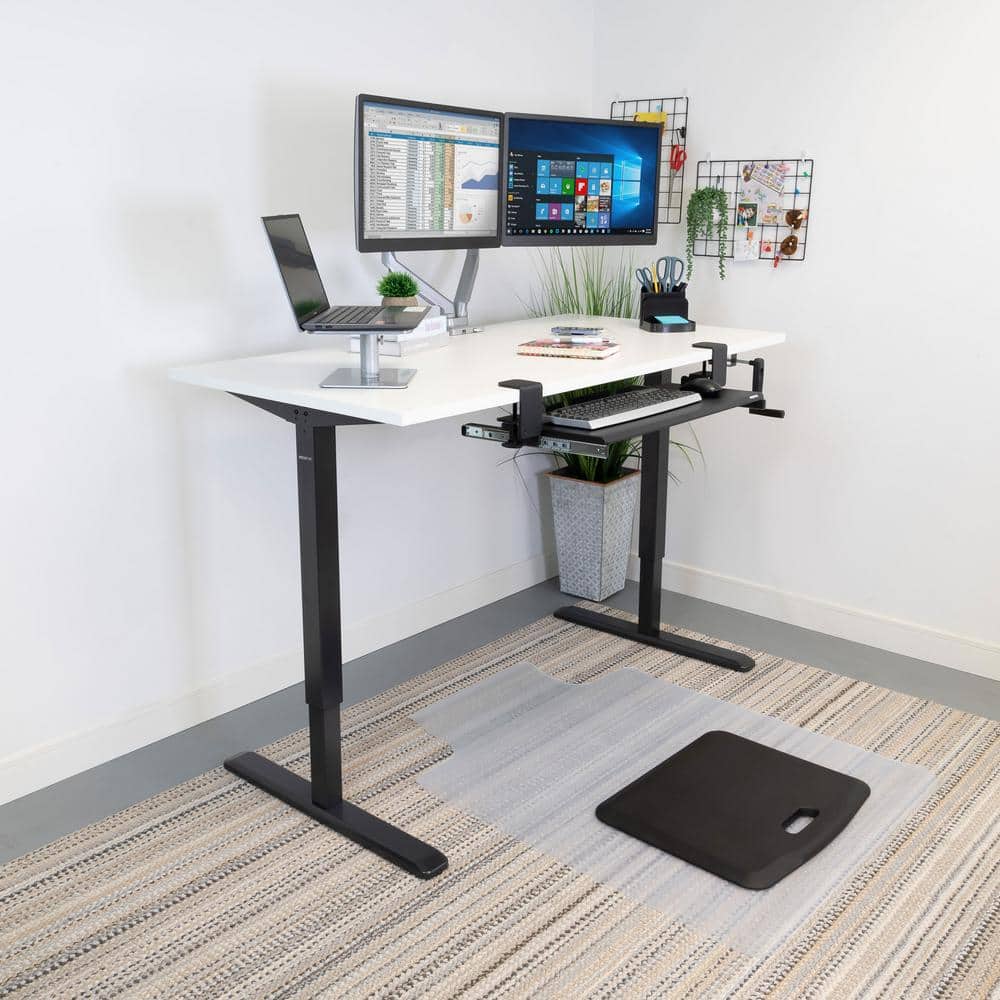 ErgoFlex Hand Crank Adjustable Sit-Stand Desk in White & Black