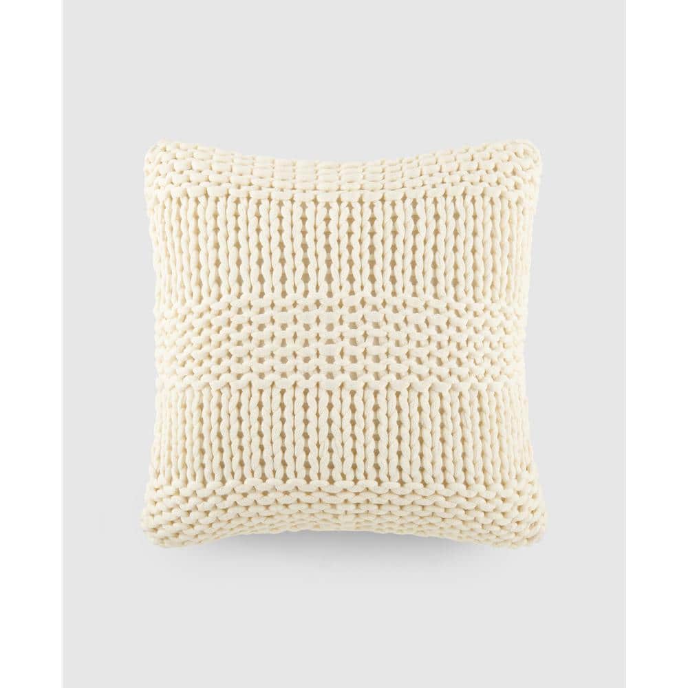 Ivory Chunky Knit Acrylic Throw Pillow Set