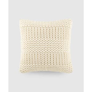 Ivory Cozy Chunky Knit Acrylic 20 in. x 20 in. Decor Throw Pillow