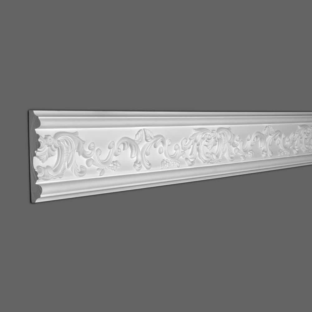 6-inch White Polyurethane Floral Panel Moulding Sample