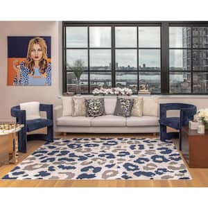 Vera Blue Abstract 2 ft. x 4 ft. Area Rug