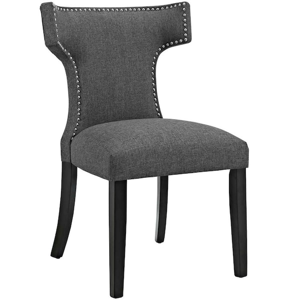 MODWAY Gray Curve Fabric Dining Chair