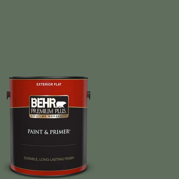 BEHR PREMIUM PLUS 1 gal. #450F-6 Whispering Pine Flat Exterior Paint & Primer