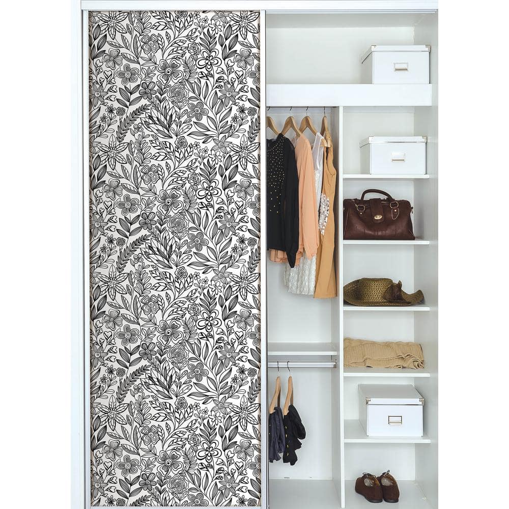 Black and White Floral Peel and Stick Wallpaper