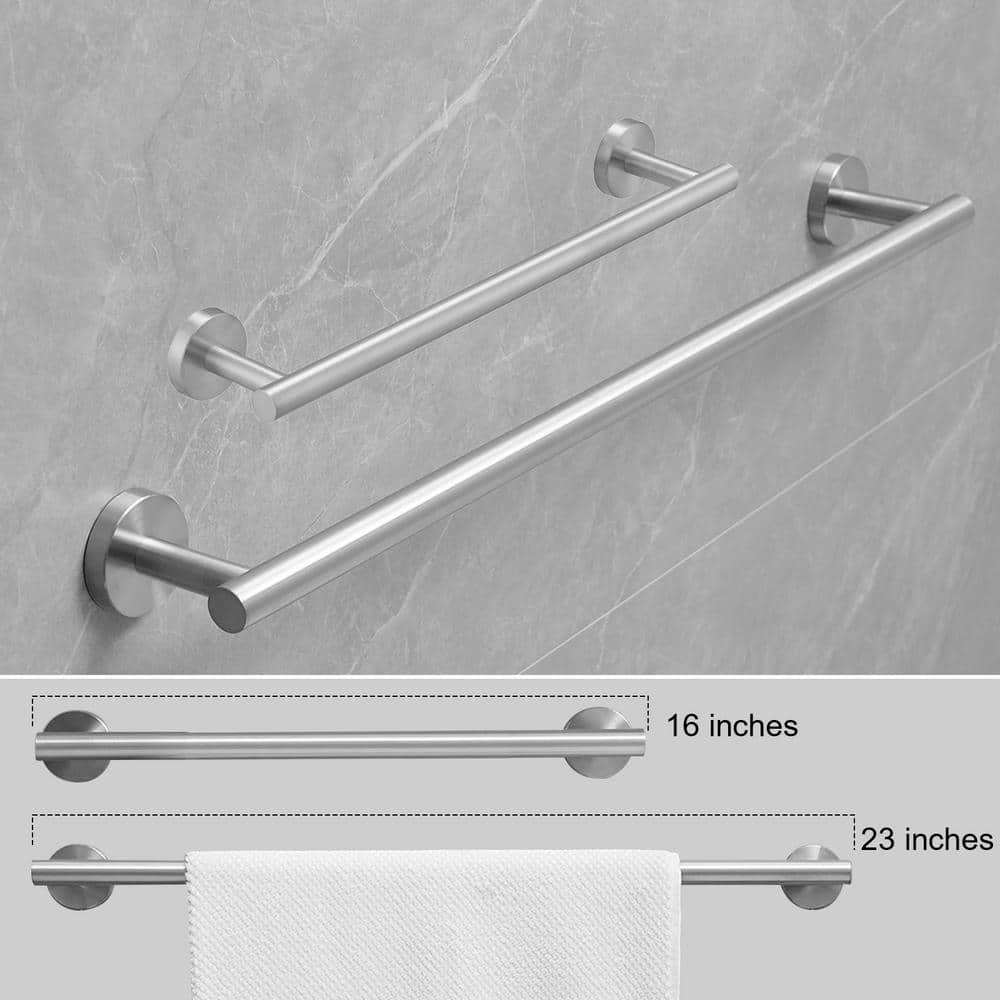 Brushed Nickel 6-Piece Stainless Steel Bathroom Hardware Set