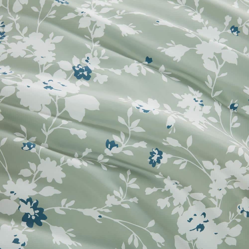 Full Blue Reversible Microfiber Comforter Set with Piped Edges