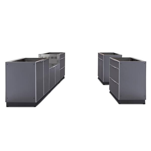 NewAge Products Slate Gray 5-Piece 192 in. W x 36.5 in. H x 24 in. D Outdoor Kitchen Cabinet Set