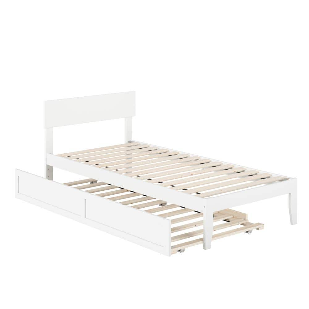 AFI Boston Twin Extra Long Bed with Twin Extra Long Trundle in White ...