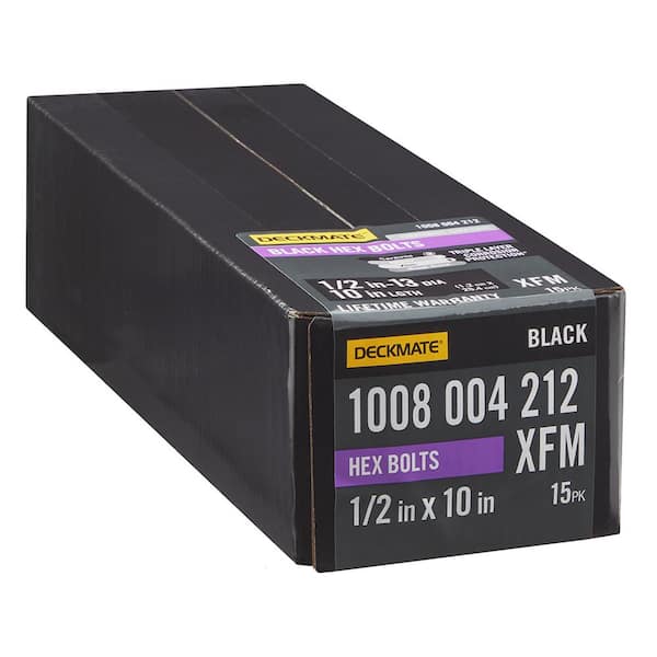 1/2 in. -13 x 10 in. Black Hex Bolt (15-Pack)