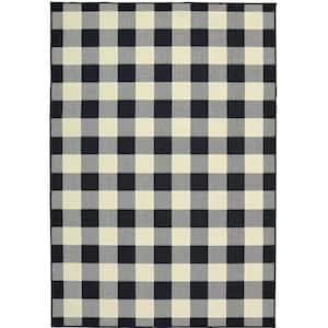 Collins Black/Ivory 5 ft. x 7 ft. Plaid Indoor/Outdoor Area Rug