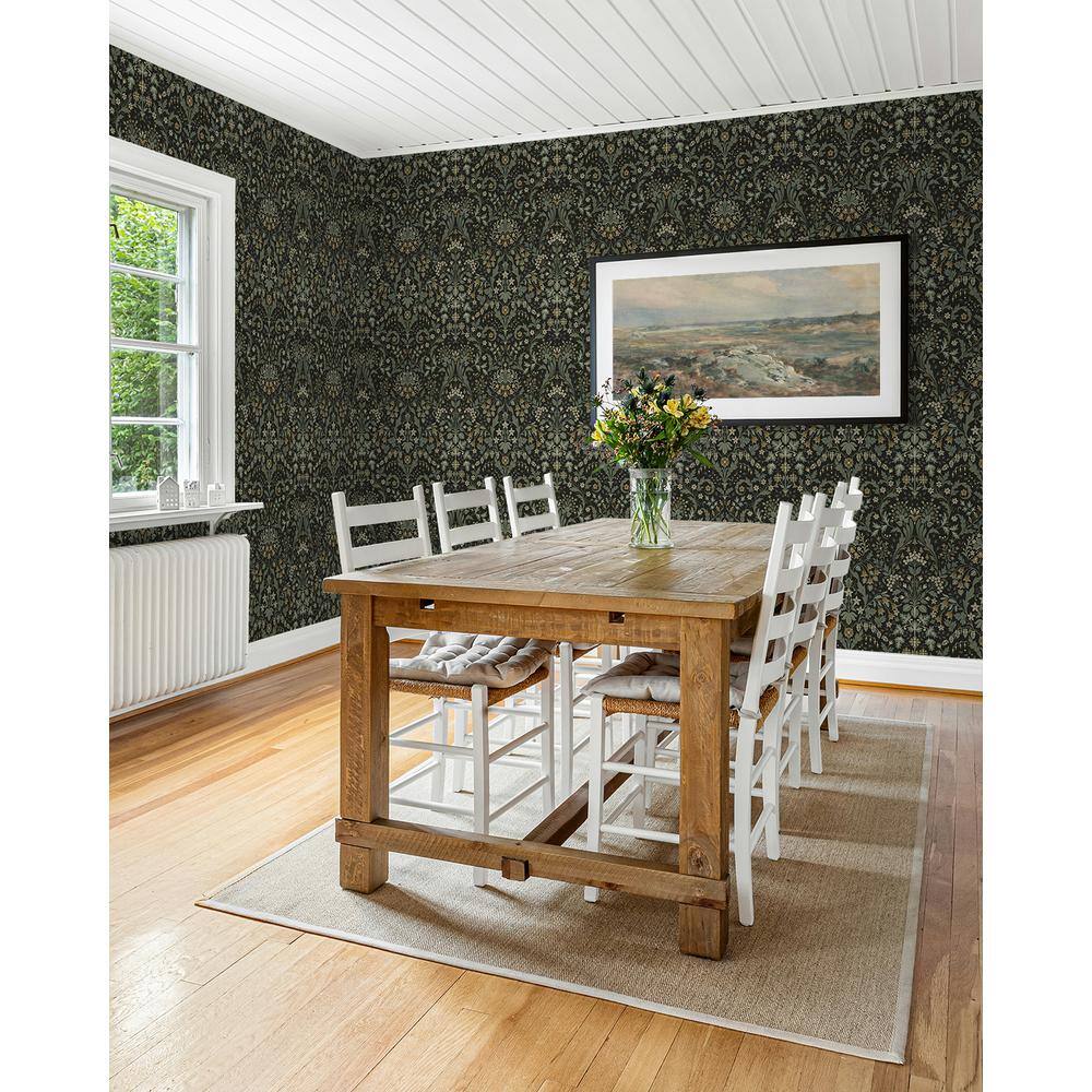 Ebony & Sage Floral Peel and Stick Vinyl Wallpaper Roll