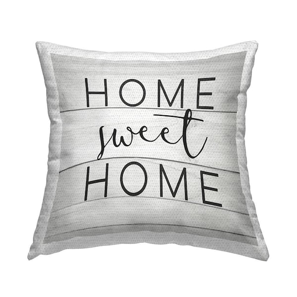 Sweet Home Country Rustic Phrase Grey Square Outdoor Throw Pillow