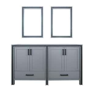 Ziva 60 in. W x 22 in. D Dark Grey Double Bath Vanity without Top and 22 in Mirrors