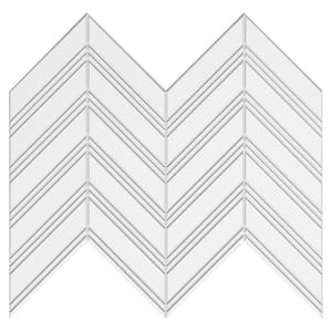 White Chevron 5 in. x 5 in. 4 mm Stone Peel and Stick Backsplash Tile Sample Cut Tile (.17 sq. ft./Sample)