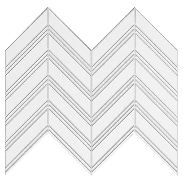 AVANT DECOR White Chevron 5 in. x 5 in. 4 mm Stone Peel and Stick