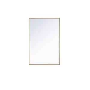 Timeless Home 28 in. W x 42 in. H x Contemporary Metal Framed Rectangle Brass Mirror