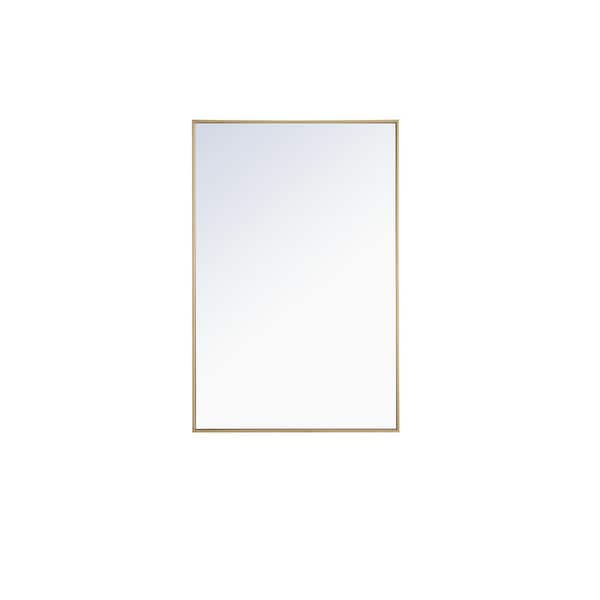Unbranded Timeless Home 28 in. W x 42 in. H x Contemporary Metal Framed Rectangle Brass Mirror