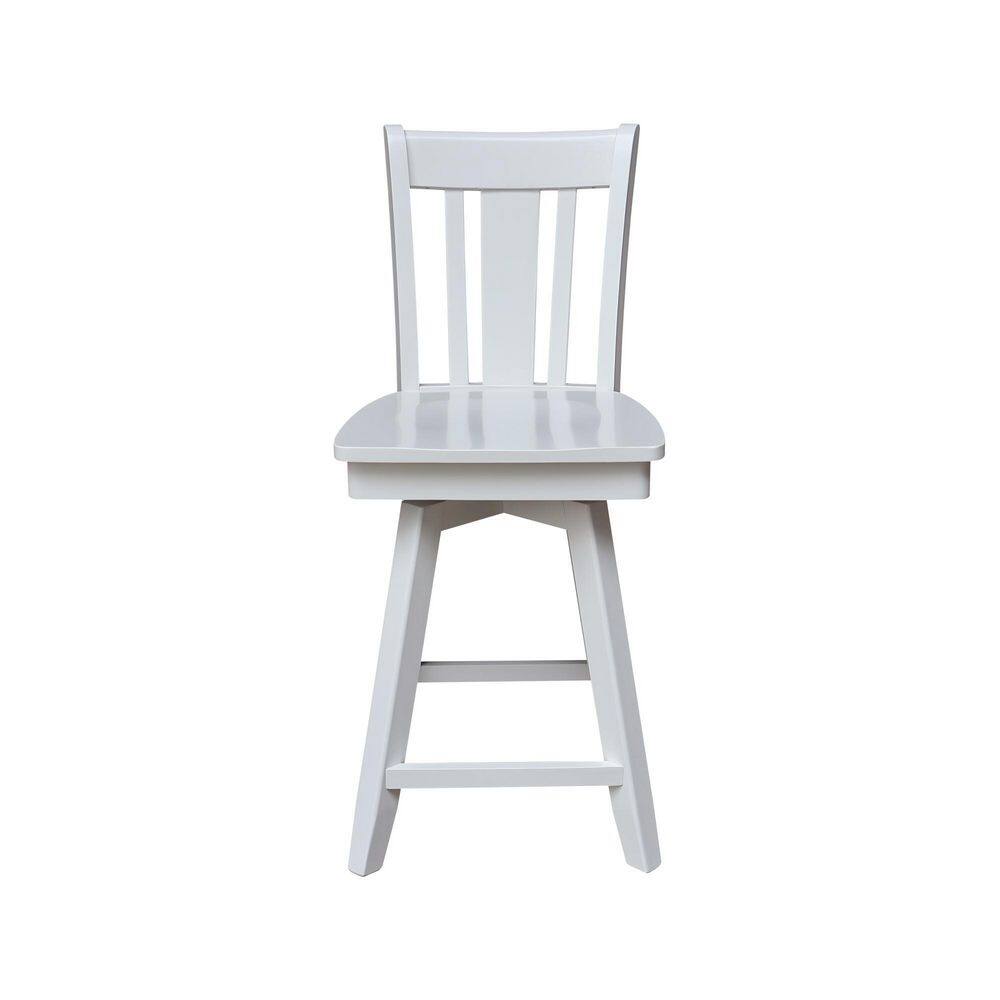 San Remo White Wood Swivel Counter Height Stool