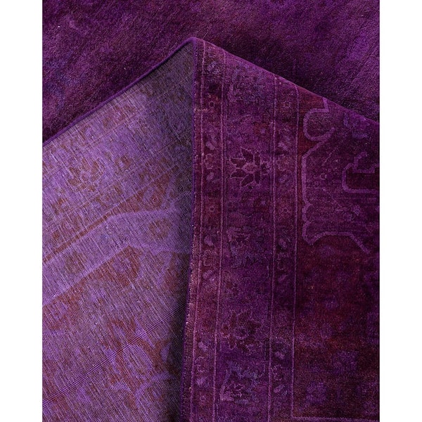 Overdyed Purple 12 ft. x 18 ft. Solid Wool Indoor Area Rug
